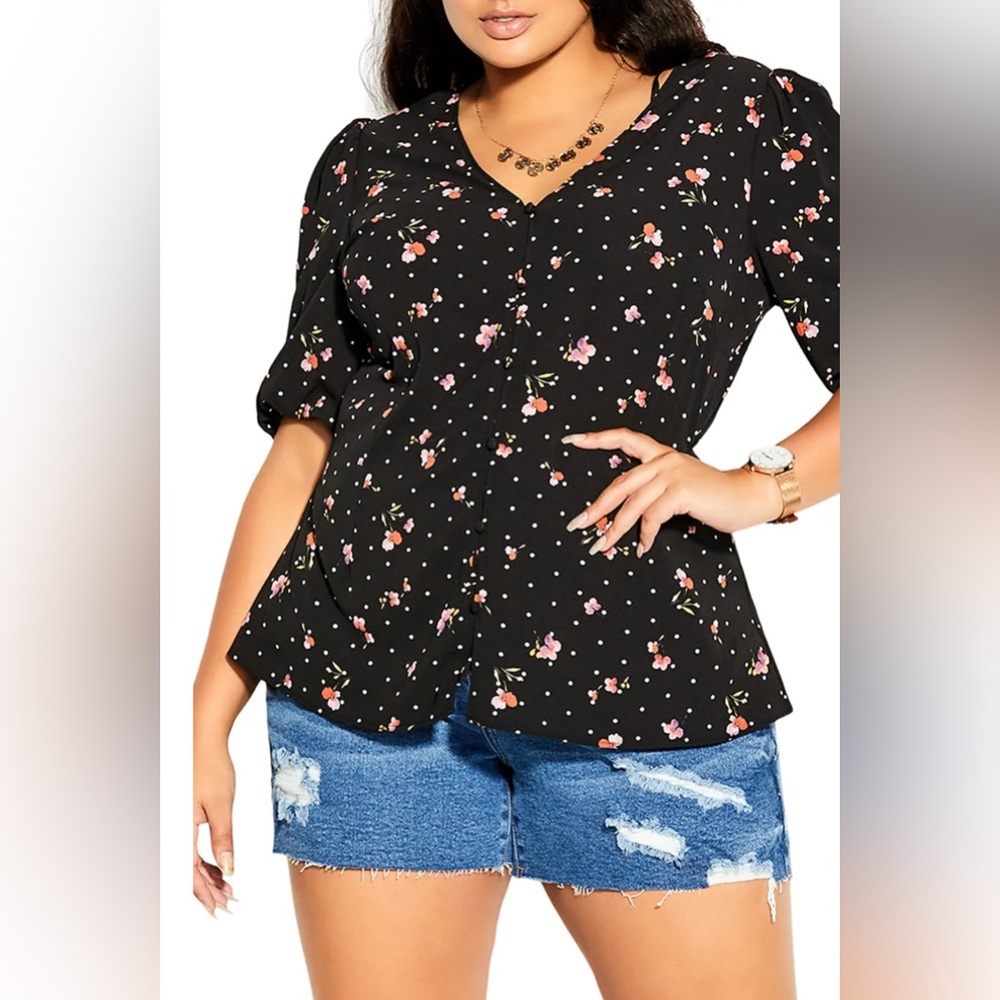 City Chic Spot The Petal Blouse sz 14